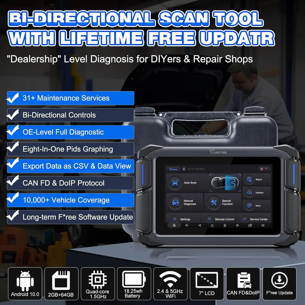 USA Local Stock VDIAGTOOL VD70Lite Automotive Car Key Programming Machine for All Cars,Diagnostic Scanner Lifetime Free Update