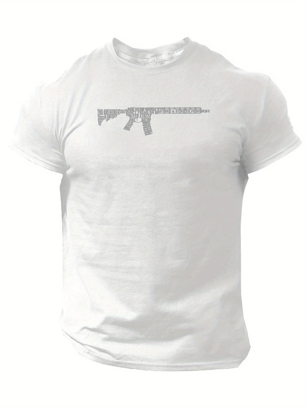 Men Tactical Gun Print Short Sleeve T-shirt - Casual Polyester Round Neck Machine Washable for Summer Outing Men Clothing