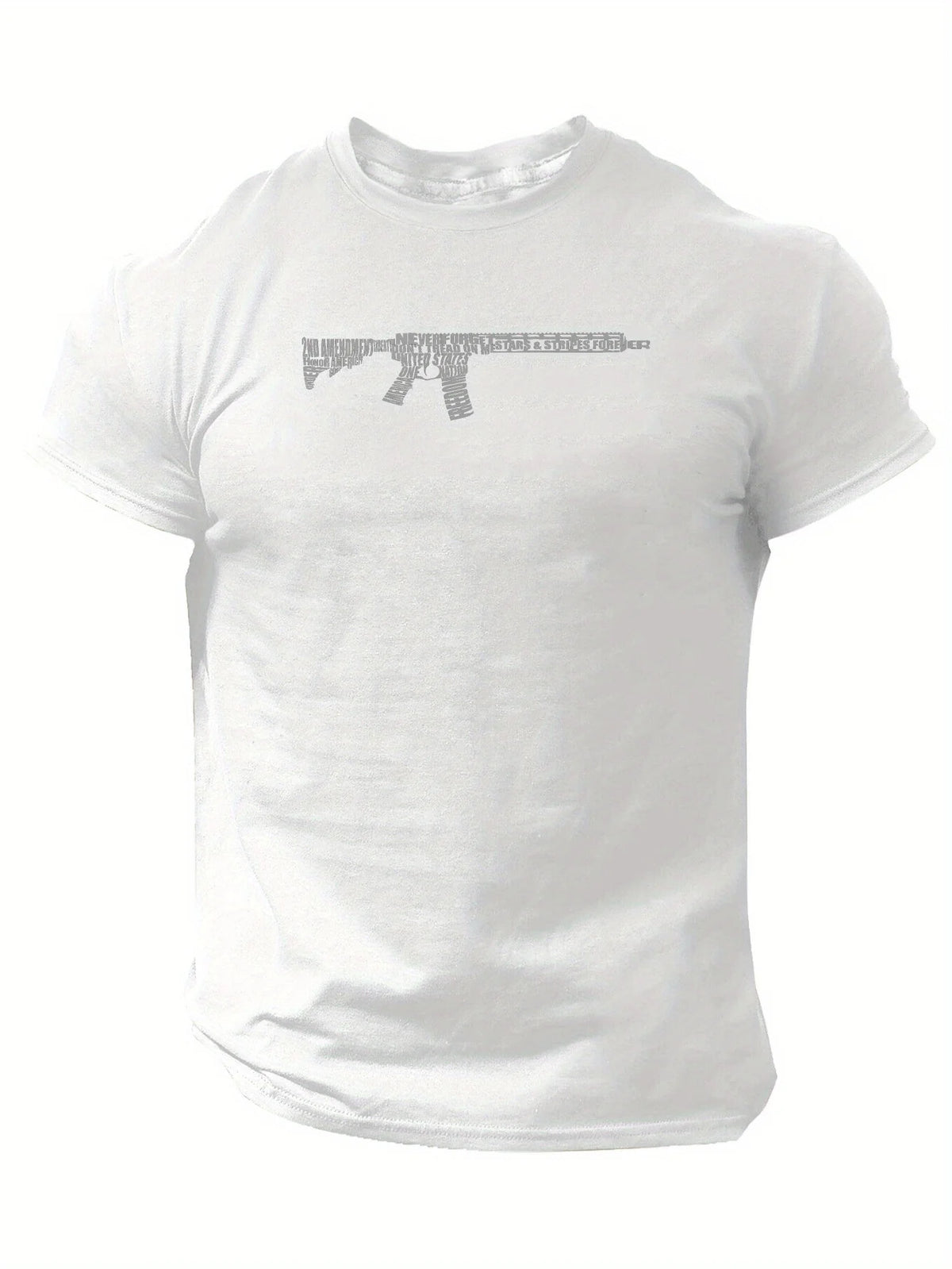 Men Tactical Gun Print Short Sleeve T-shirt - Casual Polyester Round Neck Machine Washable for Summer Outing Men Clothing