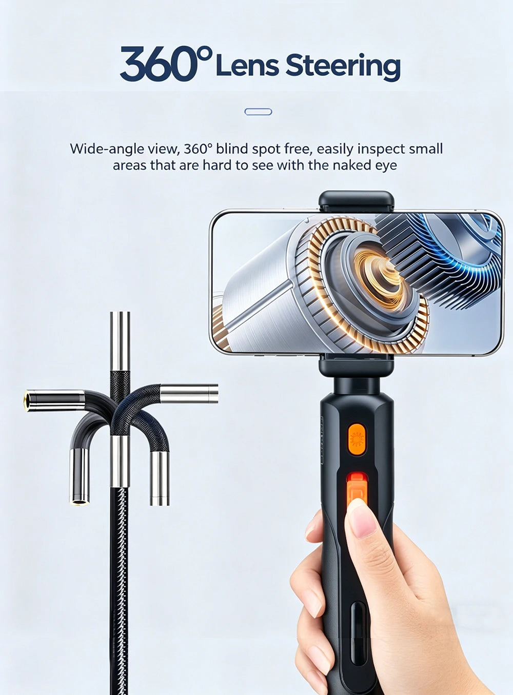 360° Articulated Inspection 4K HD Borescope 6.2mm Camera Articulating Borescope Endoscope Camera For Android/iOS Phone