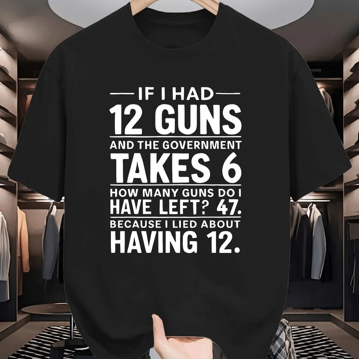 Gun Owner Funny Math Graphic Tee Men's Casual Breathable Pure Cotton T-Shirt