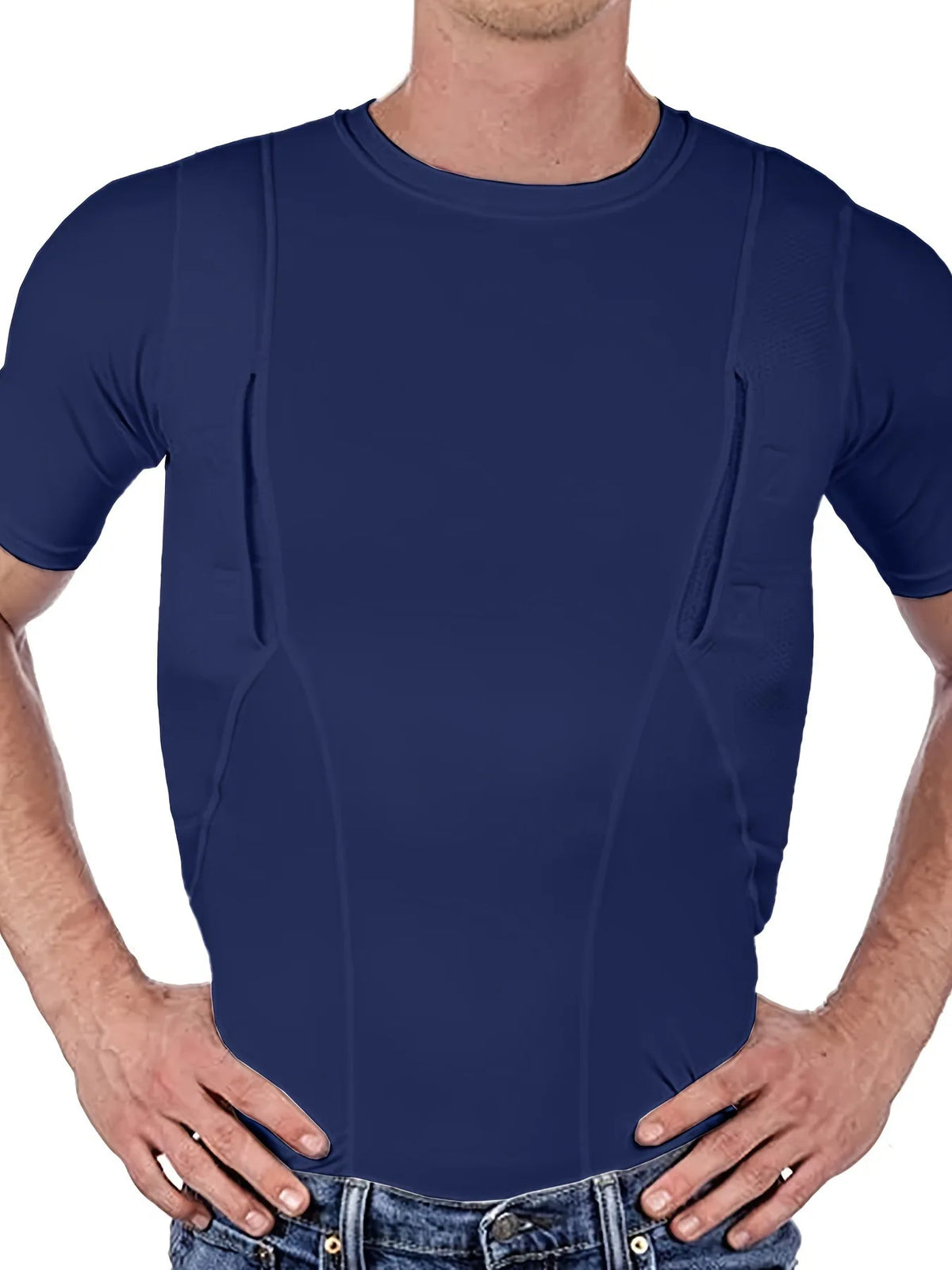 2025 Men's Tactical Short Sleeve T-Shirt High Elasticity Hidden Gun Holster Cross-Border Summer Fashion Independent Station