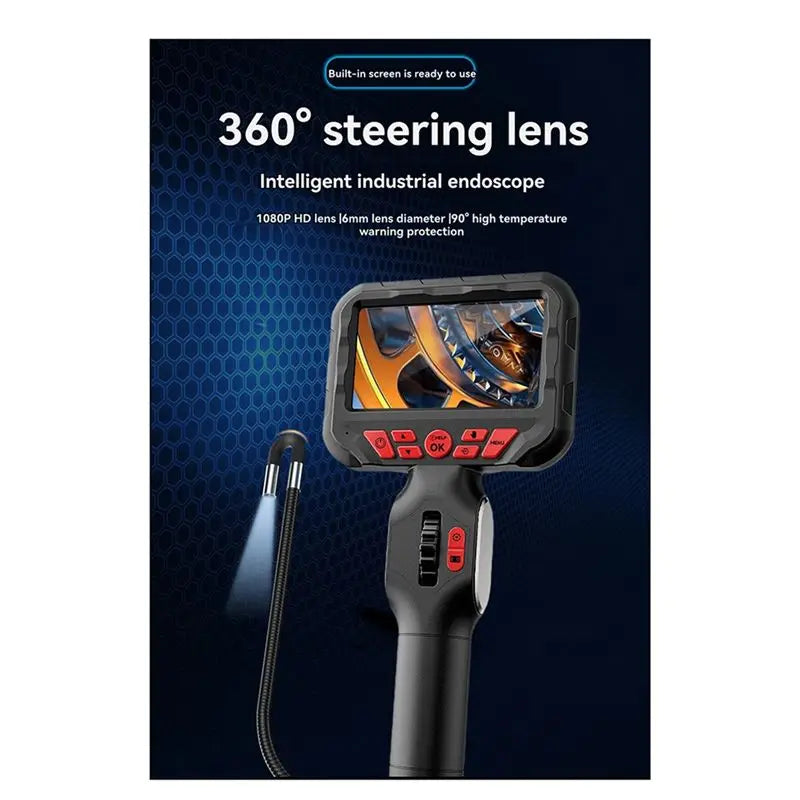 ABKJ-6Mm Two-Way Articulating Borescope Industrial Endoscope With1.6M Articulated Snake Camera Video Inspection Scope 4.3Inch