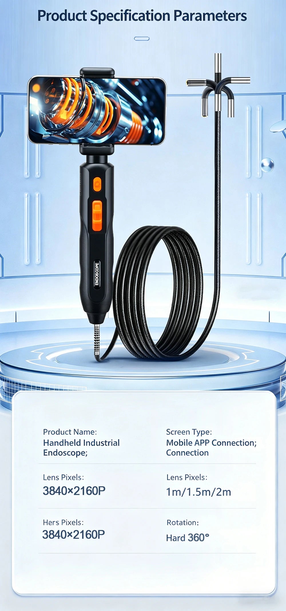 360° Articulated Inspection 4K HD Borescope 6.2mm Camera Articulating Borescope Endoscope Camera For Android/iOS Phone