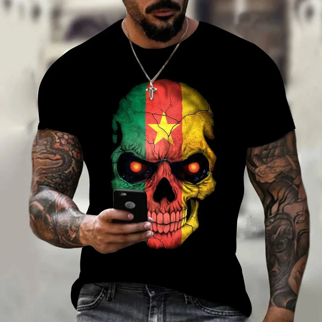 Skull 3D T-shirt for Men Fashion Hip Hop O-Neck Short Sleeve Shirt Harajuku Men's T-shirt Oversized T-shirt Men's Clothing