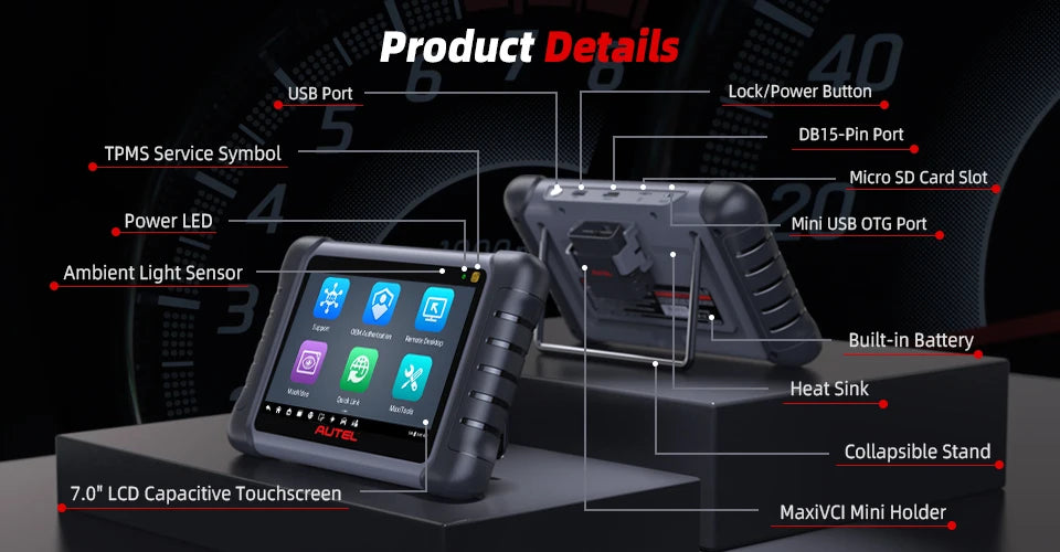 Autel MaxiCOM MK808S Bidirectional Tool as MK808BT Pro MX808S OBD2 Scanner Bi-directional Control Diagnosis Automotive Tools