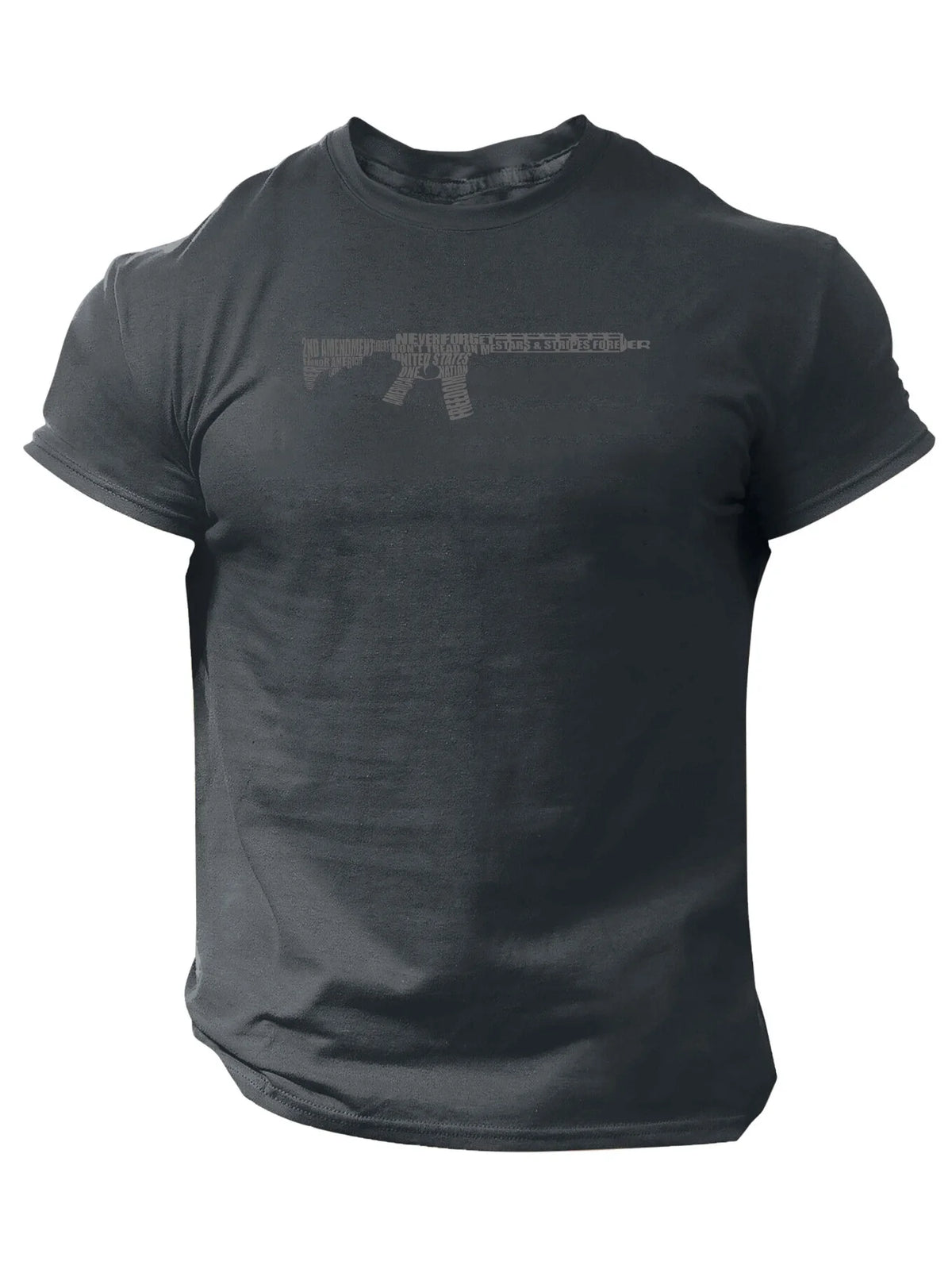 Men Tactical Gun Print Short Sleeve T-shirt - Casual Polyester Round Neck Machine Washable for Summer Outing Men Clothing