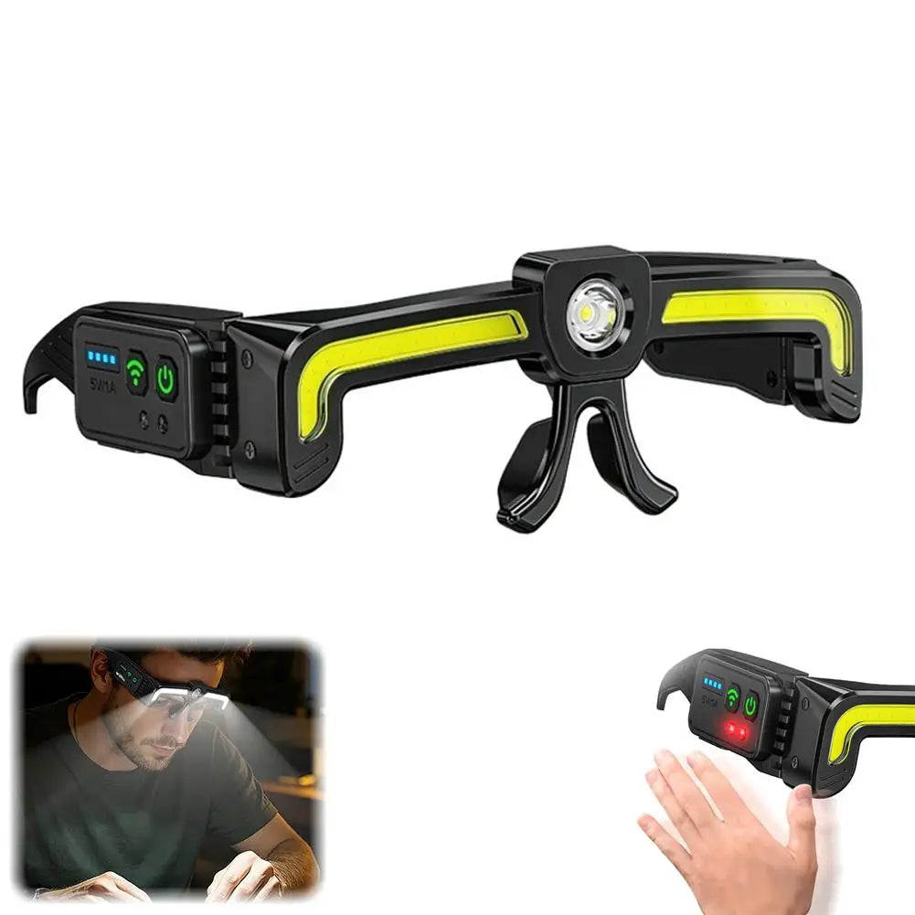 Auto Maintenance Workshop Multifunctional Light Flood Dual Beam Hands-Free Mechanic Headlamp Rechargeable LED Glasses Work Light