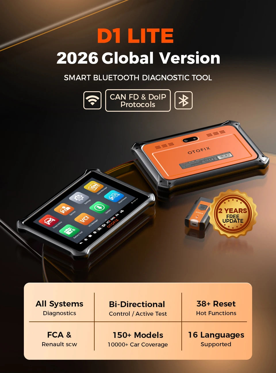 OTOFIX D1 Lite Automotive OBD2 Scanner 2 Year Update BiDirectional Control All System Diagnostic Scan Tool FCA SGW CAN FD & DoIP