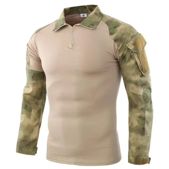 Outdoor Tactical Hiking T-Shirts Men Combat Military Army CP Camouflage Long Sleeve Hunting Climbing Shirt Cotton Sport Clothes