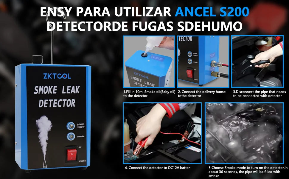 Smoke Leak Detector for Cars and Motorcycles Smoke Machine Diagnostic Tool Vacuum Leak Detection, Fast Smoke Output