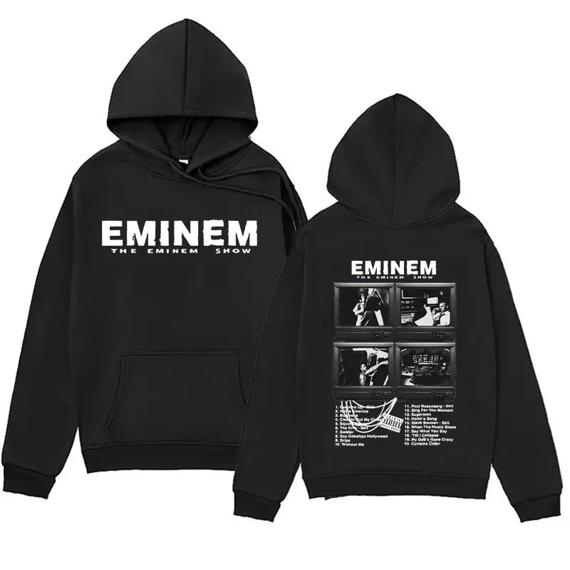 Trendy Men's and Women's Hooded Hoodies Are Comfortable Streetwear with Patterns from Famous Rap Artists' Music Albums Printed O