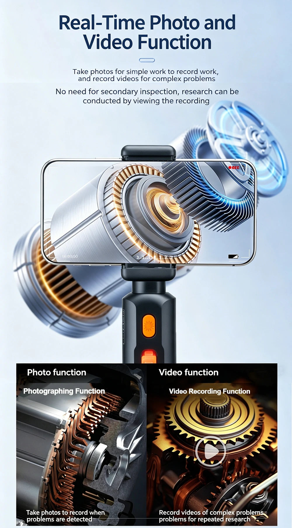 360° Articulated Inspection 4K HD Borescope 6.2mm Camera Articulating Borescope Endoscope Camera For Android/iOS Phone