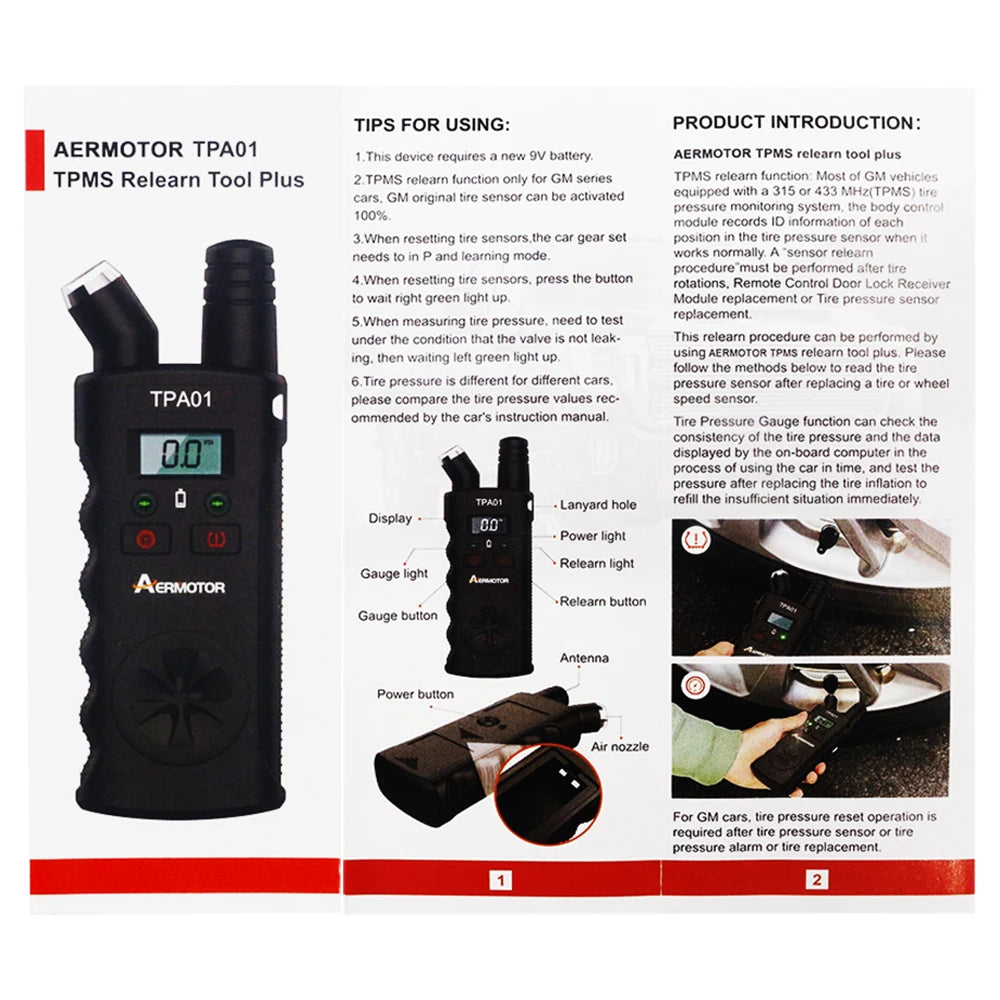 Newest 2 In 1 TPMS Tire Pressure Monitoring System TPMS Reset Tool Digital Display Reading TPMS Relearn Tool For Car/Motor