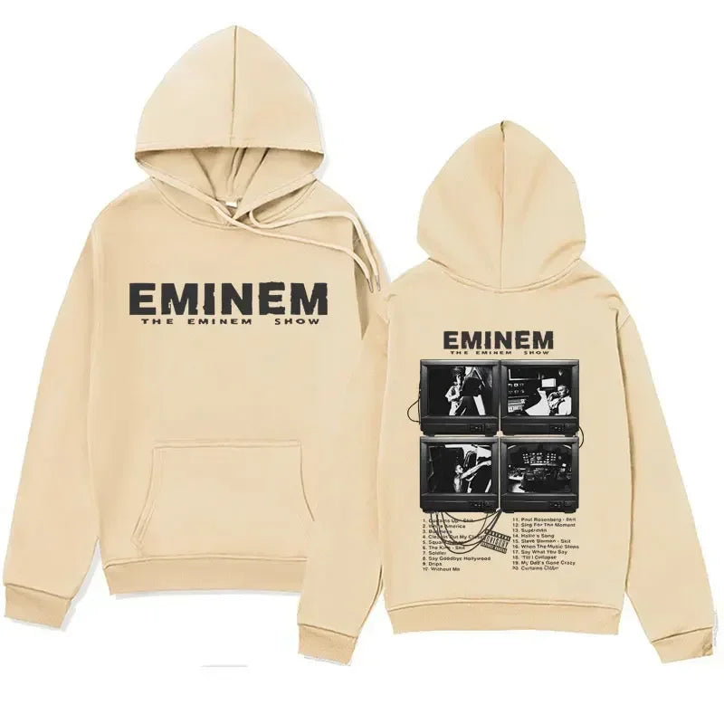 Trendy Men's and Women's Hooded Hoodies Are Comfortable Streetwear with Patterns from Famous Rap Artists' Music Albums Printed O