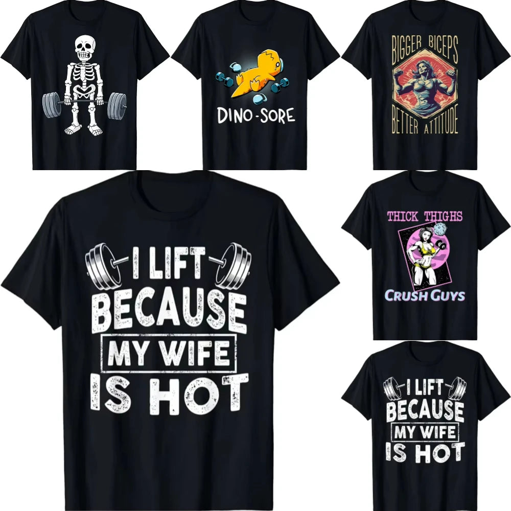 Trend Skull Gym T-shirt for Men Women's Funny Print Short Sleeves Neck Black T-Shirt New Summer Sport Fitness T Shirts Daily Use