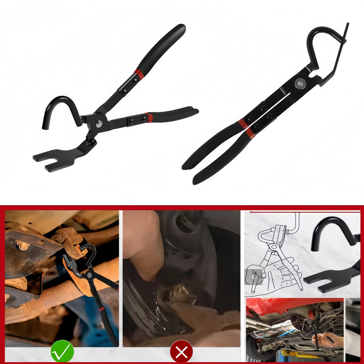 Exhaust Hanger Removal Pliers for Car Exhaust System High Carbon Steel Bracket Tool Rubber Pad Support Removal Anti-Slip Handle
