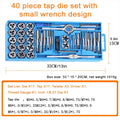 40 PC Tap Die Set Alloy Steel Professional Metric Threading Hand Tools for Thread Repair Automotive Workshop Includes Tap Wrench