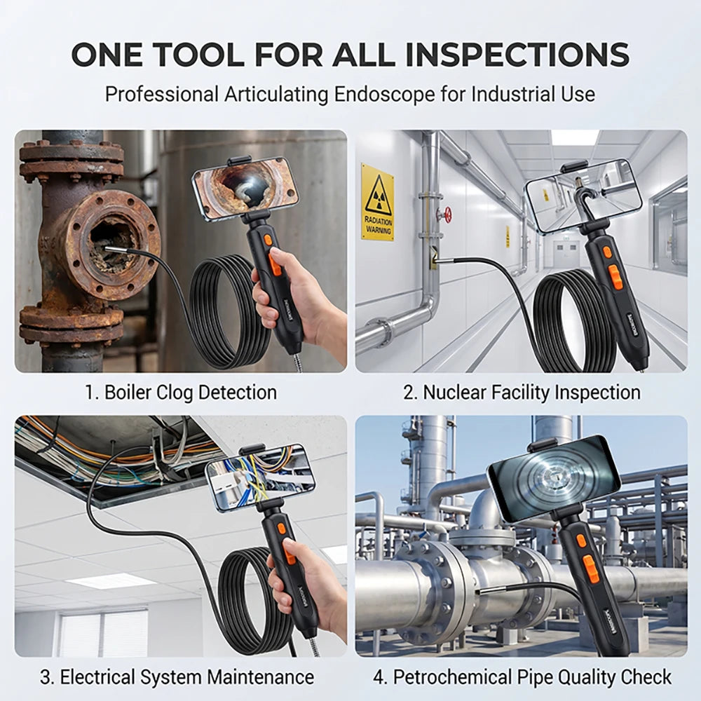 360° Articulated Inspection 4K HD Borescope 6.2mm Camera Articulating Borescope Endoscope Camera For Android/iOS Phone