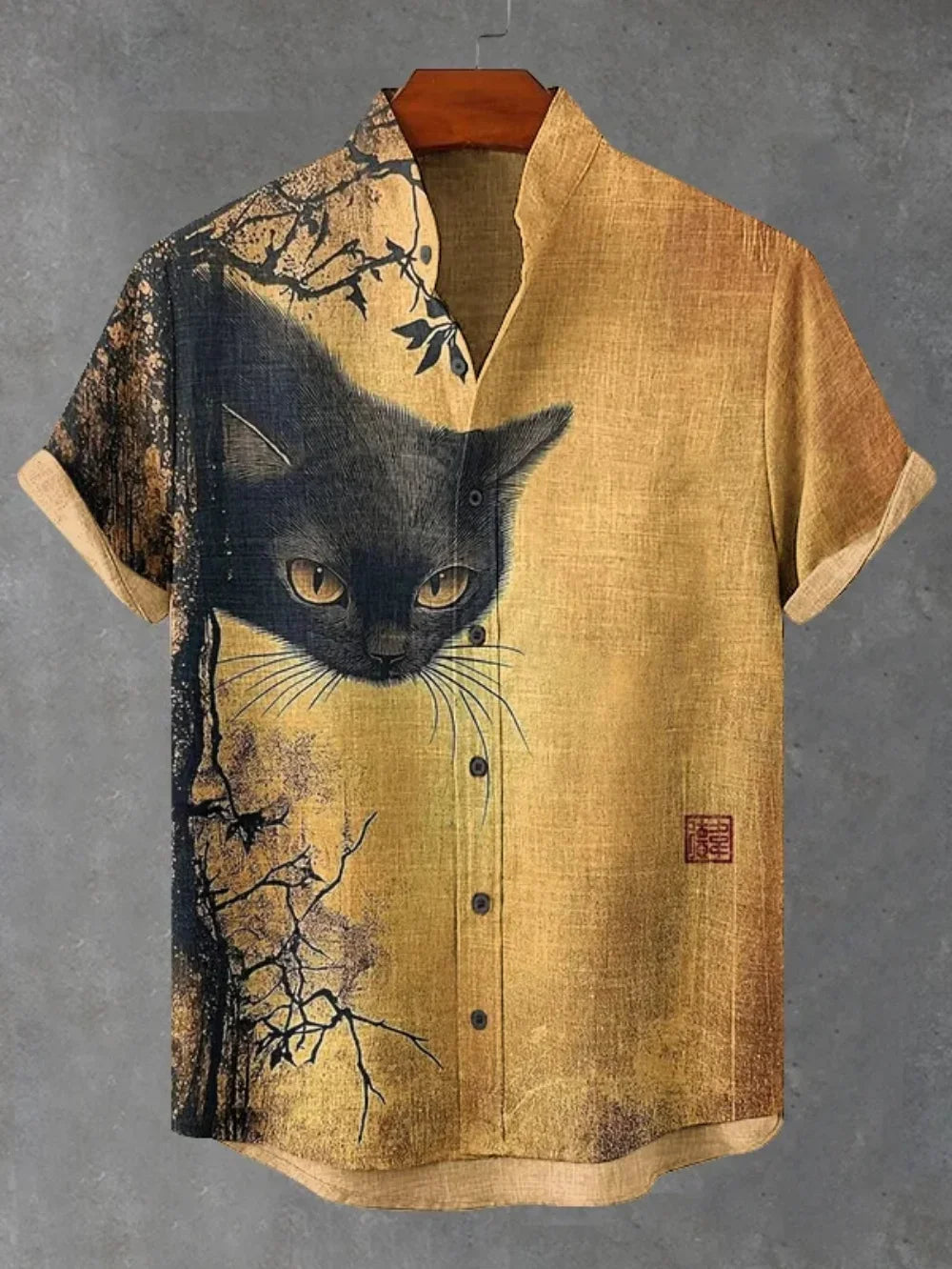 Vintage Pop Art Gun Cat Hawaiian Shirt Multi Style Optional Men US Retro Korean Loose Tropical Cuba Collar Shirts