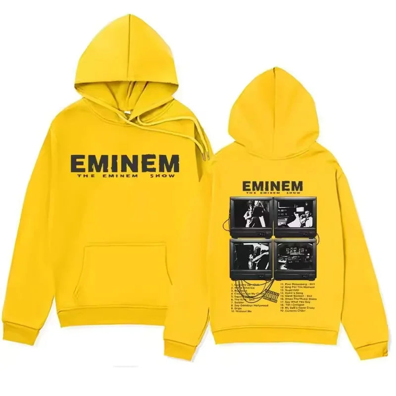 Trendy Men's and Women's Hooded Hoodies Are Comfortable Streetwear with Patterns from Famous Rap Artists' Music Albums Printed O