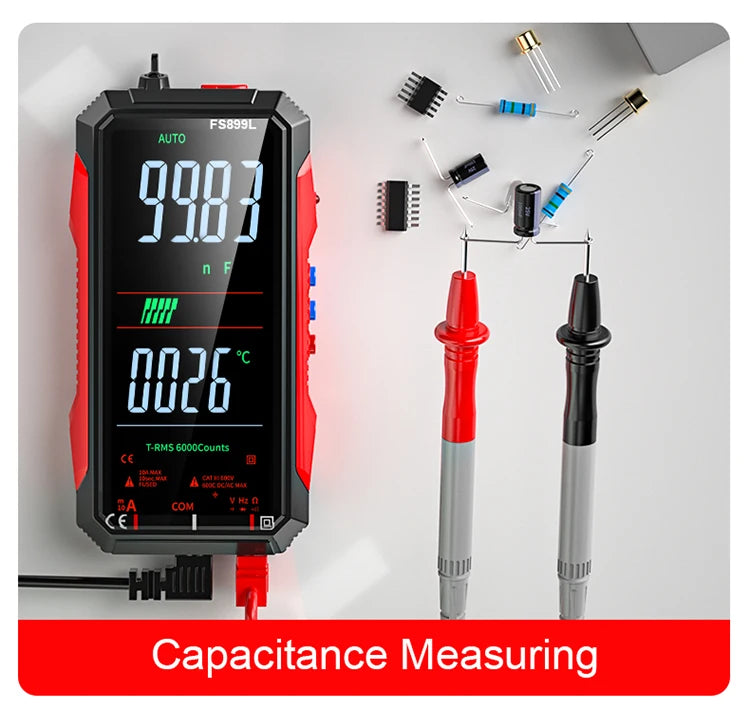 Digital Multimeter 4.8'' Full Color LCD 6000 Counts Auto-ranging Multimeter with Rechargeable Battery for Electronics Testing