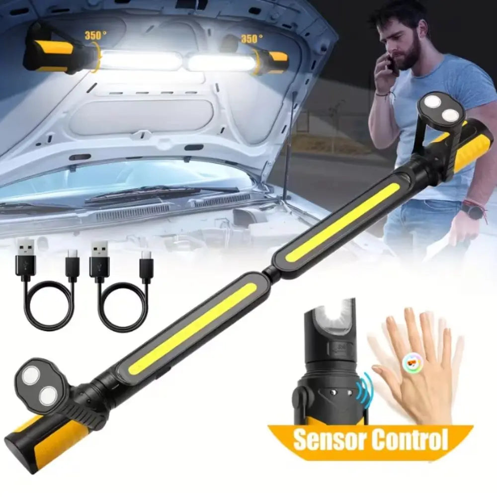 1400LM LED Mechanic LED Work Light 4400mAh Rechargeable Magnetic Base COB Charging Light Durable High Light Magnetic Work Light