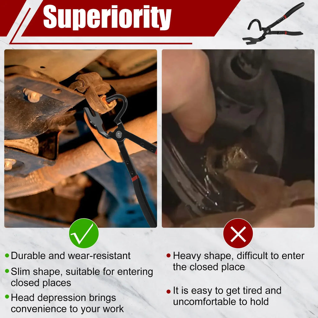 Exhaust Hanger Removal Pliers for Car Exhaust System High Carbon Steel Bracket Tool Rubber Pad Support Removal Anti-Slip Handle