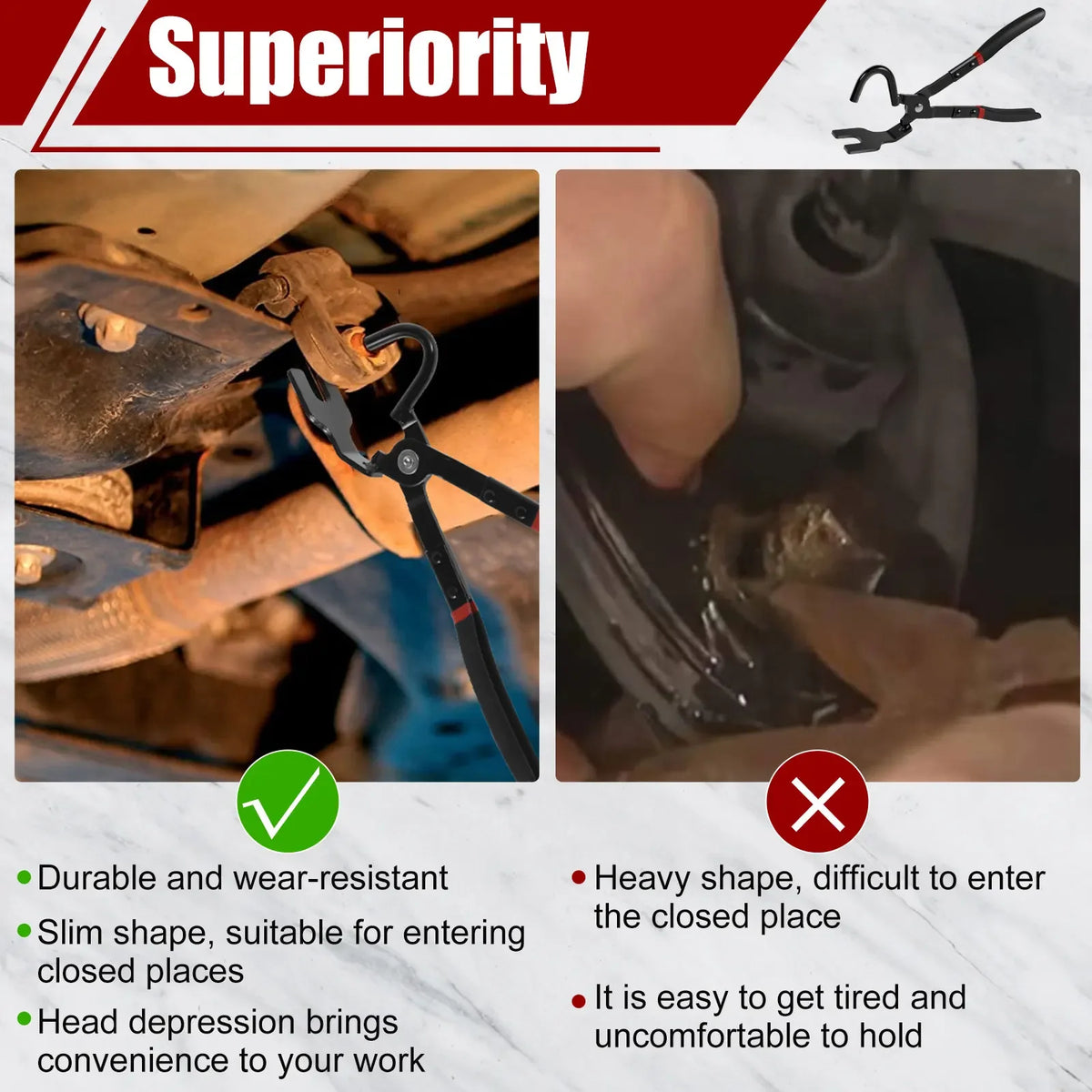 Exhaust Hanger Removal Pliers for Car Exhaust System High Carbon Steel Bracket Tool Rubber Pad Support Removal Anti-Slip Handle