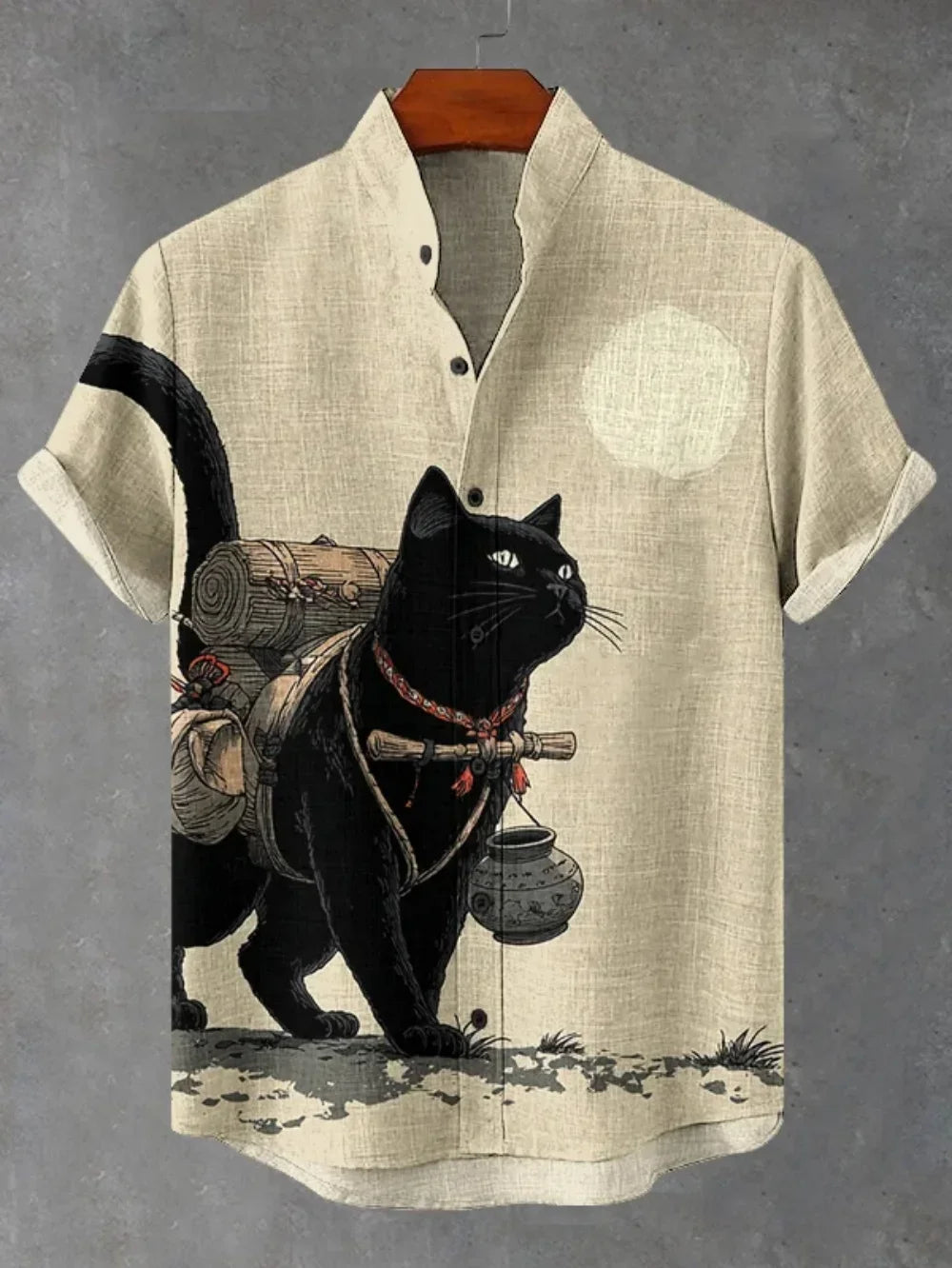 Vintage Pop Art Gun Cat Hawaiian Shirt Multi Style Optional Men US Retro Korean Loose Tropical Cuba Collar Shirts