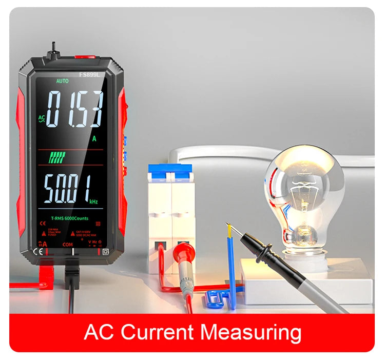 Digital Multimeter 4.8'' Full Color LCD 6000 Counts Auto-ranging Multimeter with Rechargeable Battery for Electronics Testing
