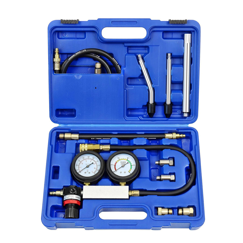 Multi-Function Cylinder Leak Down Tester Automotive Kit Engine Compression Tester Dual Gauge Leakdown Detector Tool Set