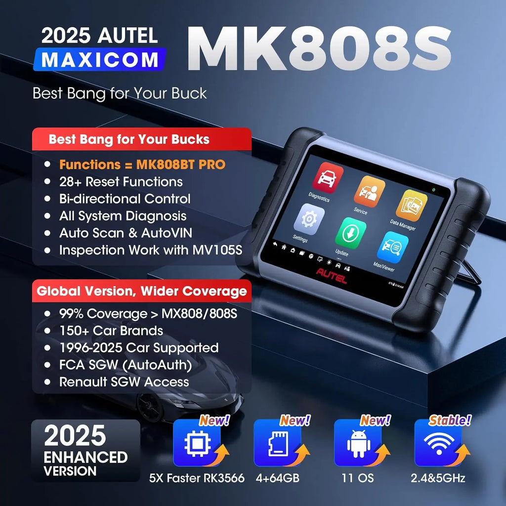 Autel MaxiCOM MK808S Bidirectional Tool as MK808BT Pro MX808S OBD2 Scanner Bi-directional Control Diagnosis Automotive Tools