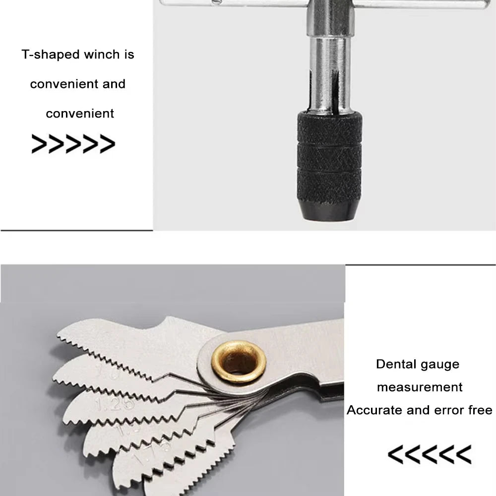 40 PC Tap Die Set Alloy Steel Professional Metric Threading Hand Tools for Thread Repair Automotive Workshop Includes Tap Wrench