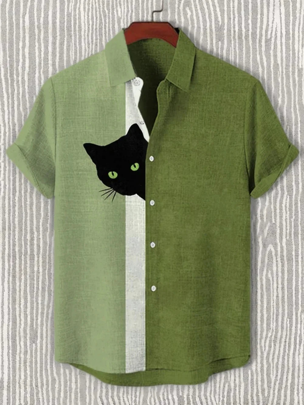 Vintage Pop Art Gun Cat Hawaiian Shirt Multi Style Optional Men US Retro Korean Loose Tropical Cuba Collar Shirts