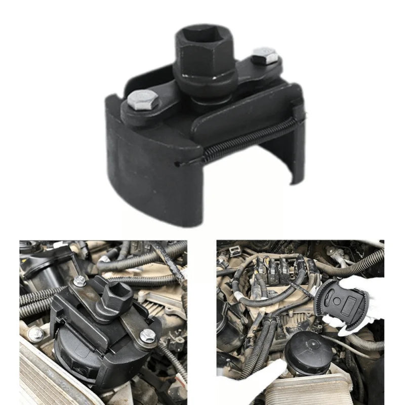 Universal Adjustable Oil Filter Wrench Two-Jaws 60-80mm Range Filter Remover Tool for Auto Maintenance