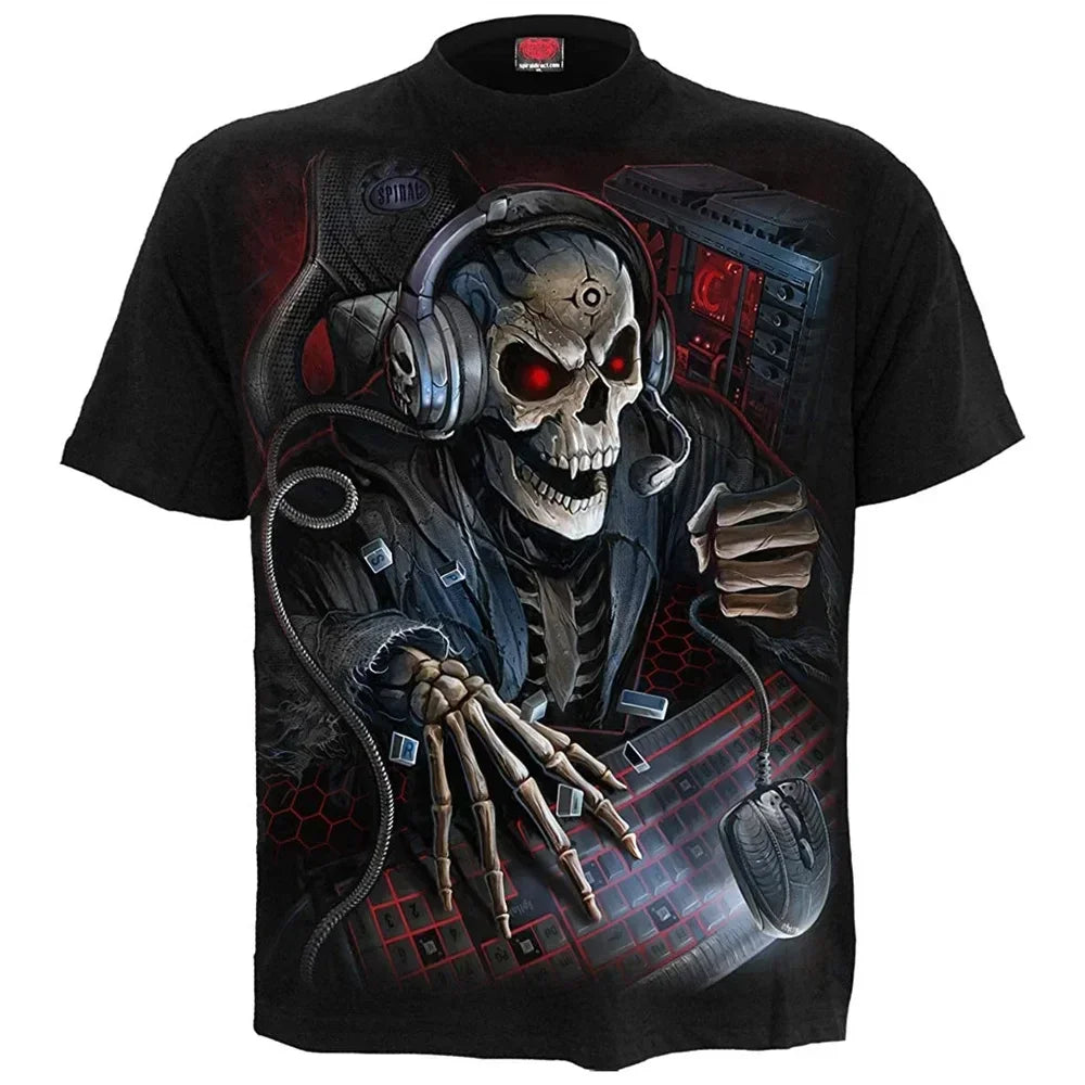 Skull 3D T-shirt for Men Fashion Hip Hop O-Neck Short Sleeve Shirt Harajuku Men's T-shirt Oversized T-shirt Men's Clothing