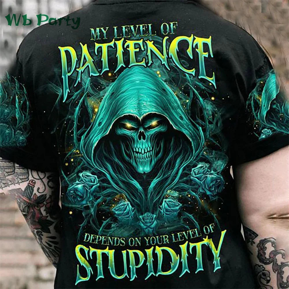 Skull Print on Back Men's Clothes T-shirt Man Short Sleeve Tee Oversize T-shirt Trendy Skull Print Clothes Men Graphic T shirts