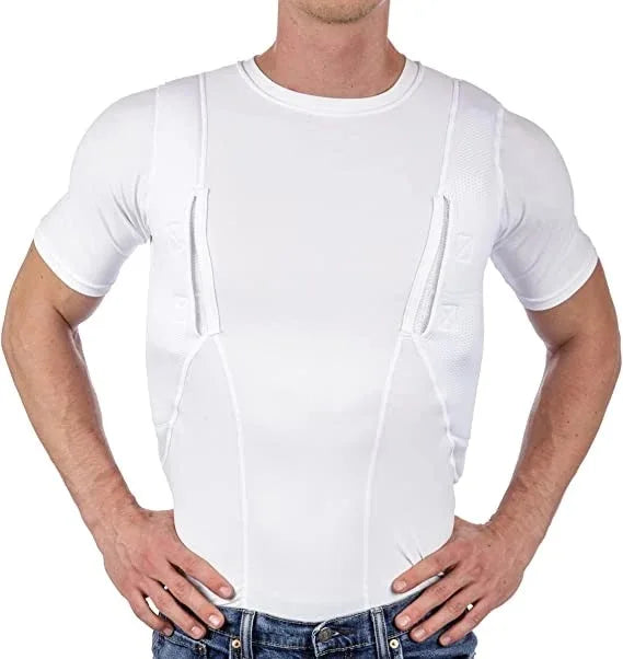2025 Men's Tactical Short Sleeve T-Shirt High Elasticity Hidden Gun Holster Cross-Border Summer Fashion Independent Station