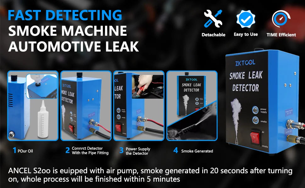 Smoke Leak Detector for Cars and Motorcycles Smoke Machine Diagnostic Tool Vacuum Leak Detection, Fast Smoke Output