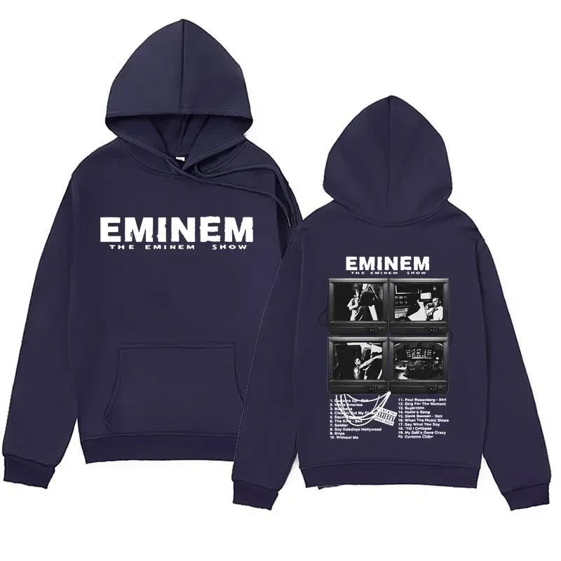 Trendy Men's and Women's Hooded Hoodies Are Comfortable Streetwear with Patterns from Famous Rap Artists' Music Albums Printed O