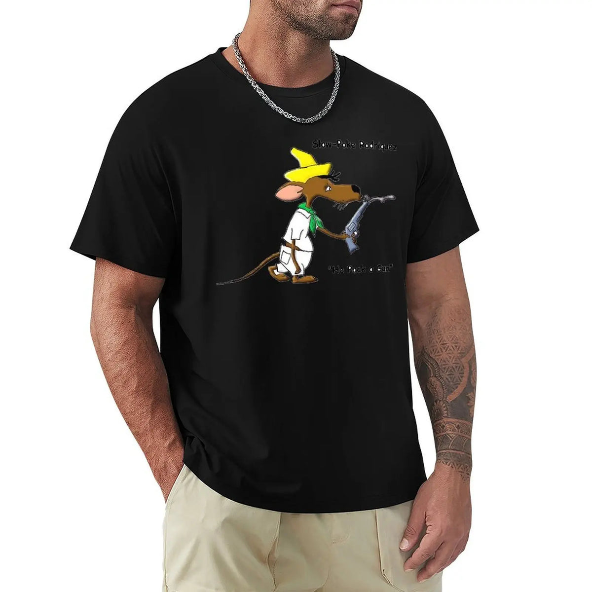 SlowPoke Rodriguez Pack gun T-Shirt summer 2025 topping gifts for boyfriend customs men graphic t shirts