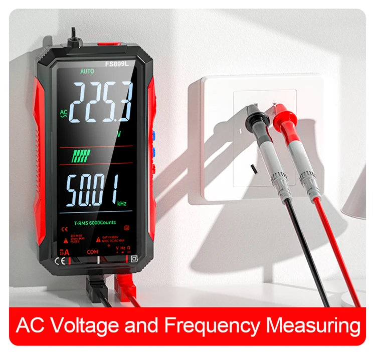Digital Multimeter 4.8'' Full Color LCD 6000 Counts Auto-ranging Multimeter with Rechargeable Battery for Electronics Testing
