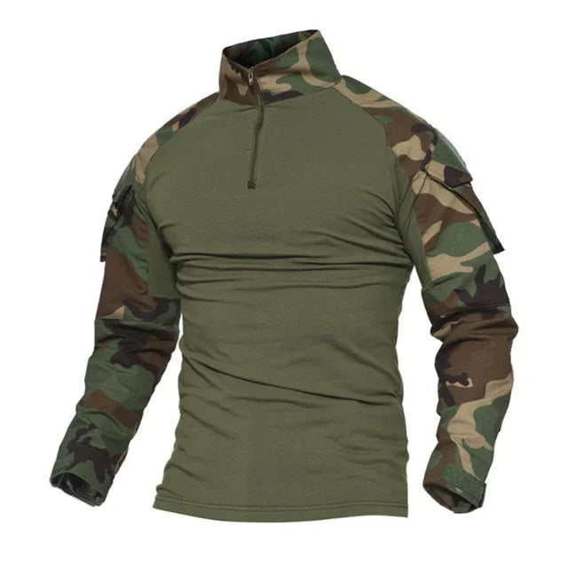 Outdoor Tactical Hiking T-Shirts Men Combat Military Army CP Camouflage Long Sleeve Hunting Climbing Shirt Cotton Sport Clothes