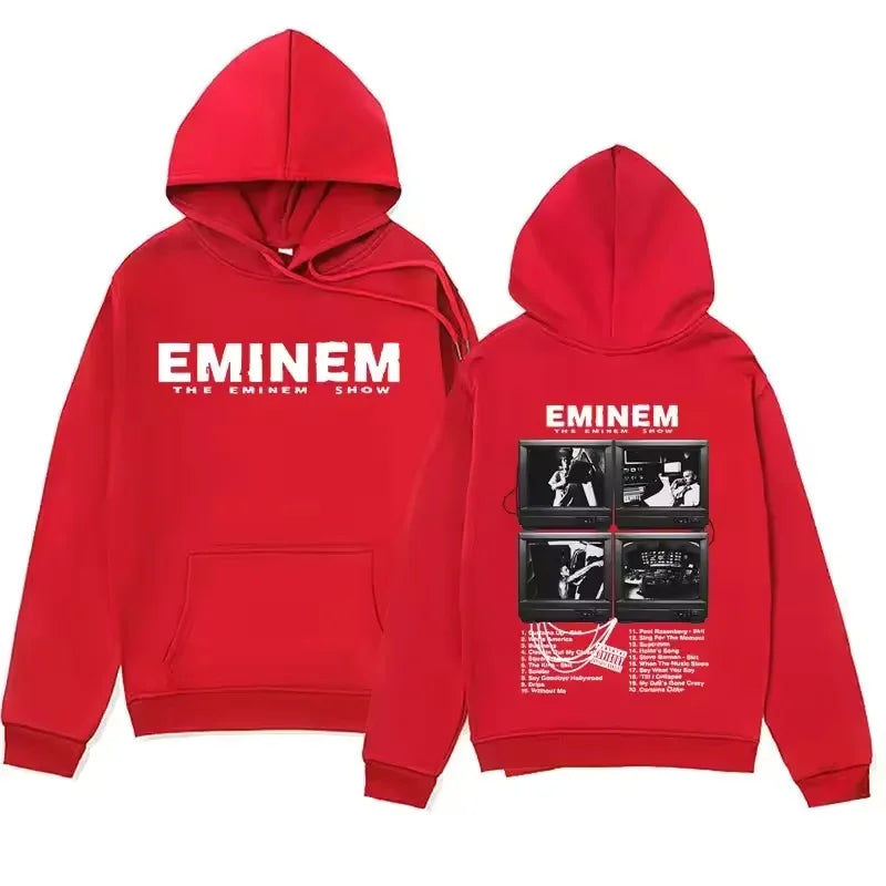Trendy Men's and Women's Hooded Hoodies Are Comfortable Streetwear with Patterns from Famous Rap Artists' Music Albums Printed O