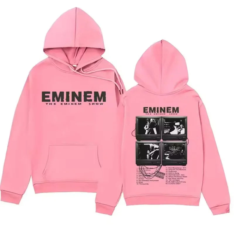 Trendy Men's and Women's Hooded Hoodies Are Comfortable Streetwear with Patterns from Famous Rap Artists' Music Albums Printed O