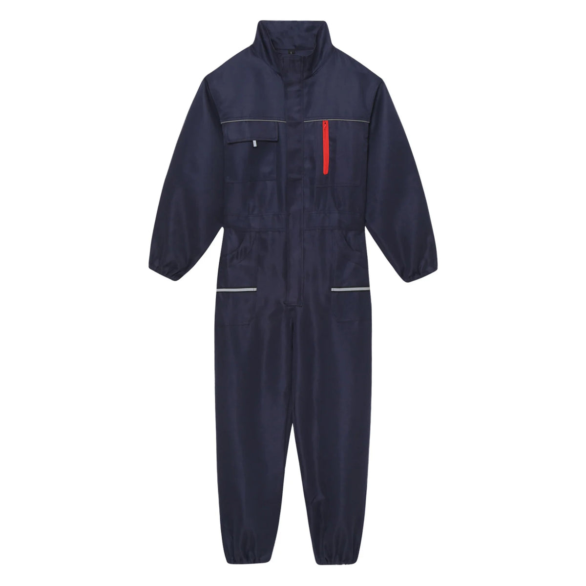 Mens Adults Resistant Coveralls Work Uniforms Stand Collar Long Sleeve Multi-pockets Reflective Stripes Overall Jumpsuit