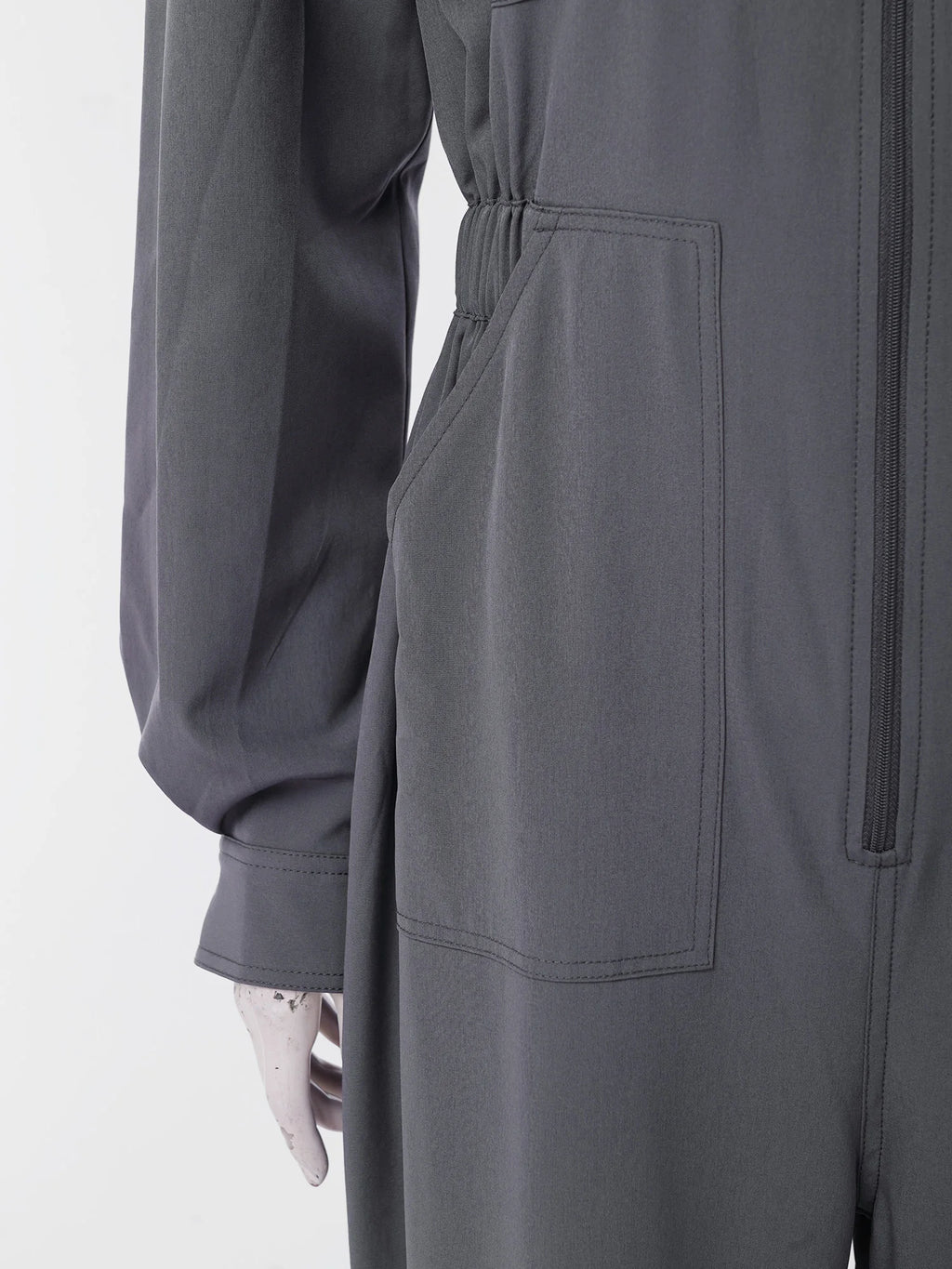 Women's Hooded Coveralls Casual Workwear Uniforms Spring Autumn Long Sleeve Zipper Front Wide-leg Jumpsuit with Multi-pocket