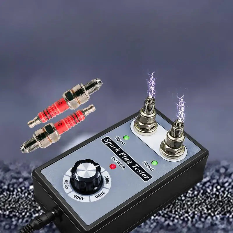 Spark Plug Tester Dual Hole Adjustable Frequency 12V For Car Motorcycle Ignition Coil Diagnostic Tool Auto Test Detector