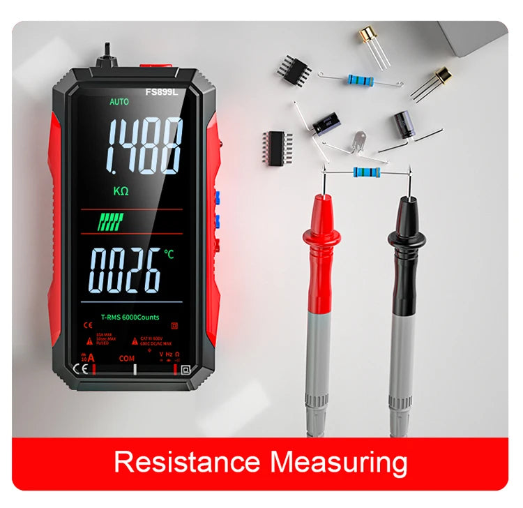 Digital Multimeter 4.8'' Full Color LCD 6000 Counts Auto-ranging Multimeter with Rechargeable Battery for Electronics Testing